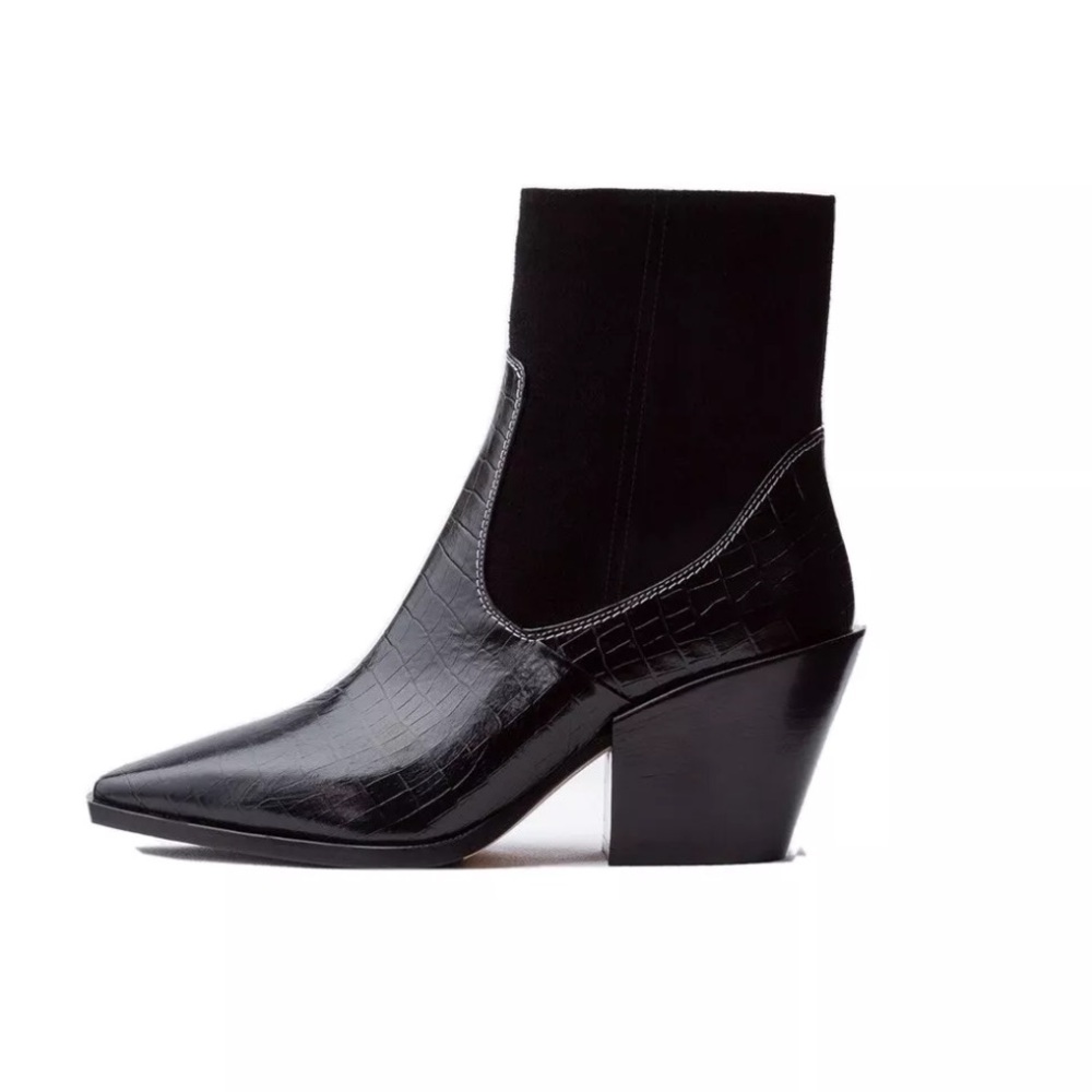 Aeyde Madison Jade Ankle Boots Croc Suede Detail 37